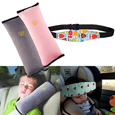 3Pack Seatbelt Pillow Car Seat Belt Covers for Kids, Adjust Vehicle Shoulder Pads Safety Belt Protector Cushion Plush Soft Auto Seat Belt Strap Cover Headrest Neck Support for Children Baby