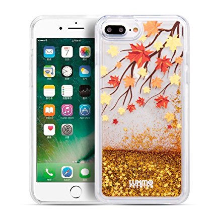 iPhone 8 Plus Case, TENETECH Dynamic Glitter Star Liquid Protective Cover for iPhone 7 Plus 6S Plus 6 Plus (Gold)