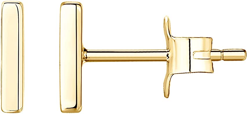 PAVOI 18K Gold Plated Mini Bar Stud Earrings