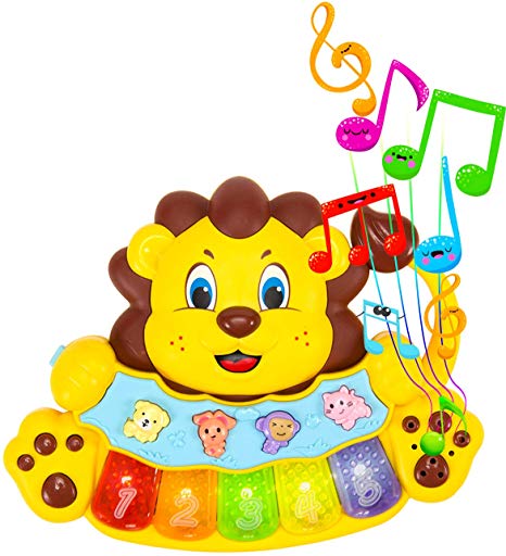 STEAM Life Educational Baby Musical Instrument Toy Piano | Lion Light Up King Piano Toy Keyboard has 5 Numbered Keys | Plays Songs and Music Memory Game (Baby Lion King Piano)