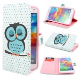 ivencase D79 Owl Design PU Leather Flip with Card Holder Case Cover for Samsung Galaxy S5 SV