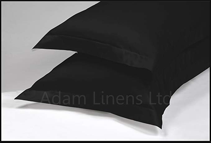 1000 TC Luxury 100% Egyptian Satin Cotton Oxford Edge Pillowcases (Black)