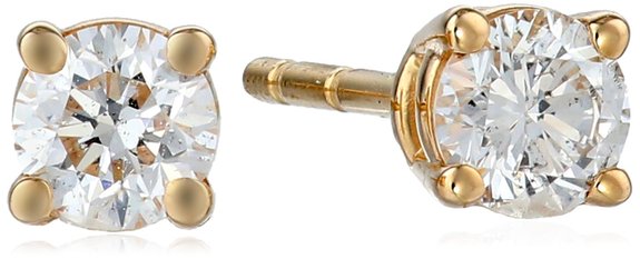 IGI-Certified 18k Yellow Gold and Diamond Stud Earrings 13 cttw H-I Color SI1-SI2 Clarity