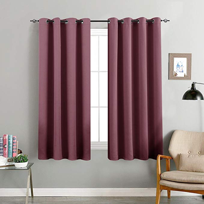 Room Darkening Curtain 63 inches Long for Living Room Moderate Blackout Window Curtain Panel for Bedroom Triple Weave Drape Grommet Top,52" W x 63" L,1 Panel, Plum
