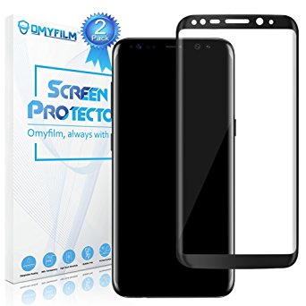 Galaxy S8 Plus Screen Protector, OMYFILM S8 Plus [Not Glass] [Full Coverage] [Case Friendly] PET Screen Protector for Samsung Galaxy S8 Plus (2 Pack Black)