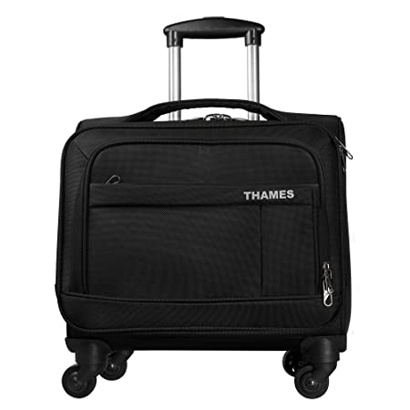 Thames Polyester 40 Litre Overnighter Laptop Roller Case | Cabin Luggage | Overnight Business Trolley Bag | Cabin Overnighter (Pilot Trolley, Black)