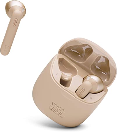 JBL Tune 225TWS True Wireless Earbuds, with JBL Pure Bass Sound, Bluetooth, 25 Hours Battery, Dual Connect, and Voice Assistant (Gold)