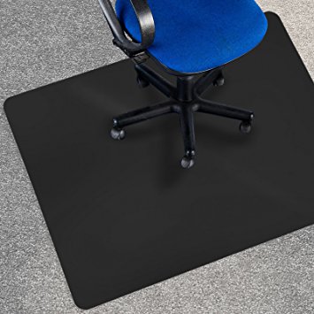 Office Marshal® Black Polycarbonate Office Chair Mat - 30" x 48" - Carpet Floor Protection - No-Recycling Material - High Impact Strength