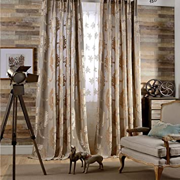 KMSG Jacquard Blackout Curtains 96 Inches Long for Bedroom Shading Darkening Sunlight Blocking Thermal Insulated Window Treatment Drapes Panels for Living Room Balcony W114 x L96 inch Brown
