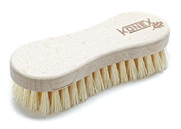 Konex Fiber Economy Utility Cleaning Brush. Heavy Duty Scrub Brush With Wood Handle. (Peanut shaped)