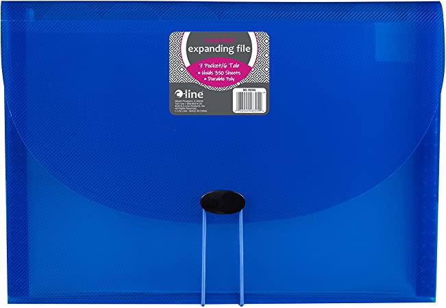 C-Line Biodegradable 7-Pocket Expanding File, Letter Size, 1 Expanding File, Blue (48305)