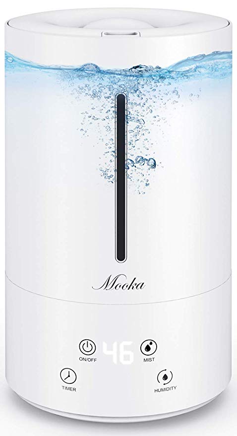 Mooka Ultrasonic Cool Mist Humidifier, 4.5L(1.2Gal) Top Fill Vaporizer Humidifiers for Bedroom Large Room Home Baby, Quiet Operation, 13-40 Hours, Auto Shut-Off (BPA-Free)