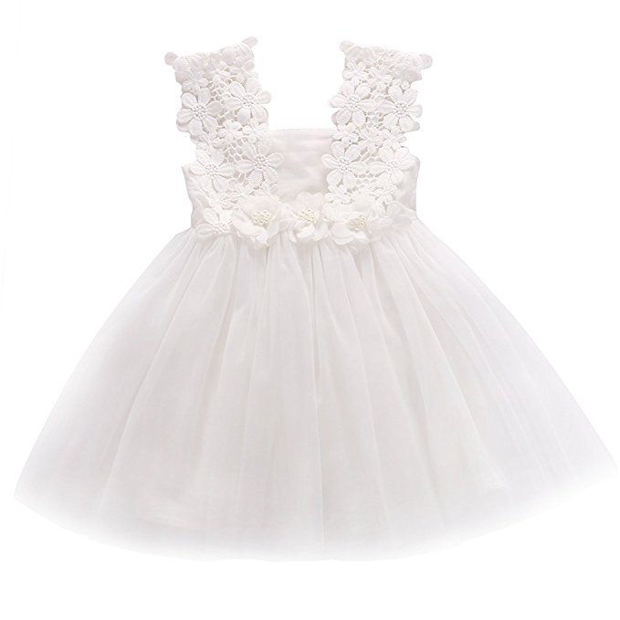 Elegant Feast Baby Girls Princess Lace Flower Tulle Tutu Gown Formal Party Dress