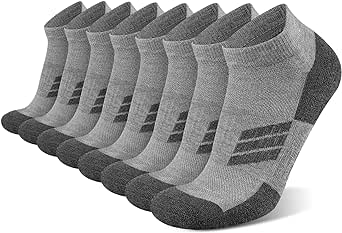 COOPLUS 8 Pairs Mens Cushioned Ankle Socks, Moisture Wicking Athletic Running Low cut Sports Socks