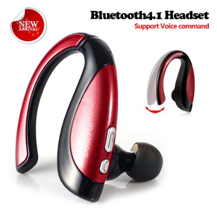 Bluetooth Headset Wireless Bluetooth Headphones In-ear Earphones Noise Cancelling Sweatproof Voice Command Headset Earbuds With Mic for iPhone 6s Samsung HTC etcRight-Ear Wearing Design Red