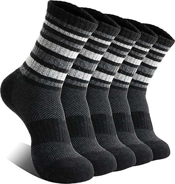 EBMORE Womens Merino Wool Hiking Socks Thermal Warm Winter Boot Crew Cushion Work Gift Socks 5 Pairs