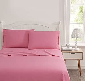 Crayola Cotton Percale Solid Pink Twin 3 Piece Sheet Set