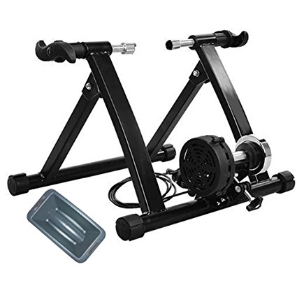 Magnetic 8 Levels Resistance Turbo Trainer For Bike w Front Wheel Block & Quick Release Skewer