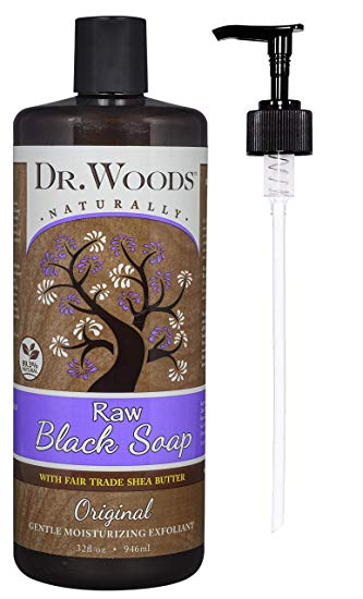 Dr. Woods Raw Black Liquid Body Wash with Organic Shea Butter and Pump, 32 Ounce