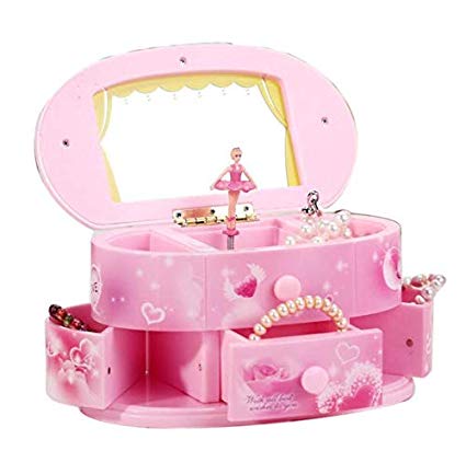 LIKELIFE Music Box Children Musical Jewelry Box with Ballerina Girl Birthday Xmas Gift Pink 1PC