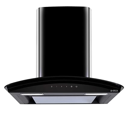 Elica Deep Silent Kitchen Chimney with EDS3 Technology (Glace EDS HE LTW 60 BK NERO T4V LED, 1 3D Filter, Touch Control, Black)