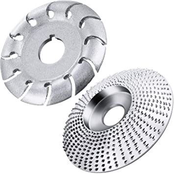 2 Pieces Angle Grinder Disc Wood Carving Disc Grinding Wheel Carving Abrasive Disc 12 Teeth Wood Polishing Shaping Disc Cutting Wheel for Sanding Carving Shaping Polishing Grinding Wheel Plate