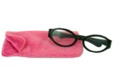18 Inch Doll Eyeglasses and Case 2 Pc Set Fits 18 Inch American Girls Dolls and More Hot Pink Furry Case and Black Eyeglasses
