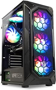 ViprTech Ghost 3.0 Liquid-Cooled PC - AMD Ryzen 5 5600X (12-LCore 4.6Ghz), RTX 4060 8GB, 32GB DDR4 3200, 1TB NVMe SSD, VR-Ready, Streaming, WiFi, RGB, Win 11, Gaming Desktop Computer, Black