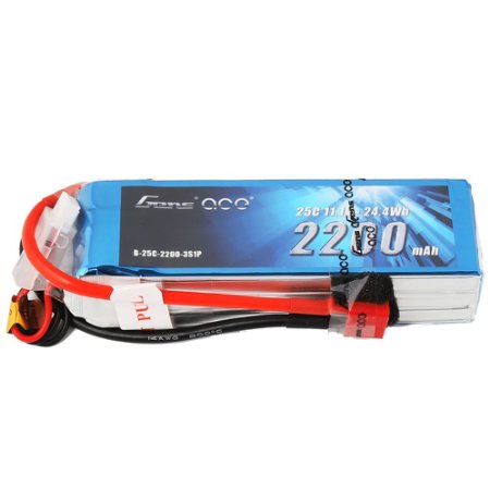 Gens ace LiPo Battery Pack 2200mAh 25C 3S1P 111V with Deans Plug for RC Car Boat Truck Heli Airplane