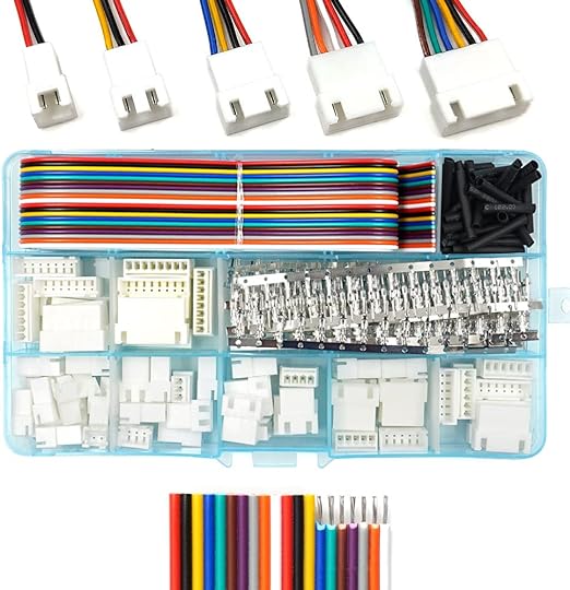 XH 2.54mm Connectors Socket Pin Header and Ribbon Cables Wires Kit Compatible with JST-XH Connector 2/3/4/5/6/7/8 Male Pin Housing