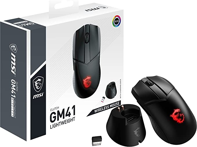 MSI Clutch GM41 Lightweight Wireless 16000 DPI Adjustable Omron Switch Wireless Gaming Mouse