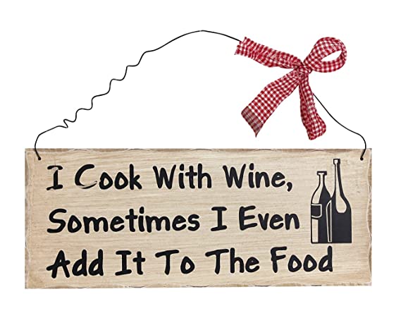 Attraction Design I Cook with Wine Wood Folk Wisdom Plaque