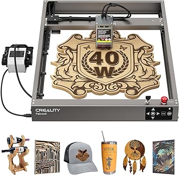 Creality Laser Engraver 40W Output, 240W High Power Falcon2 Laser Engraving Machine, DIY Laser Cutter and Engraver Machine for Metal and Wood, Paper, Acrylic, Glass, Leather