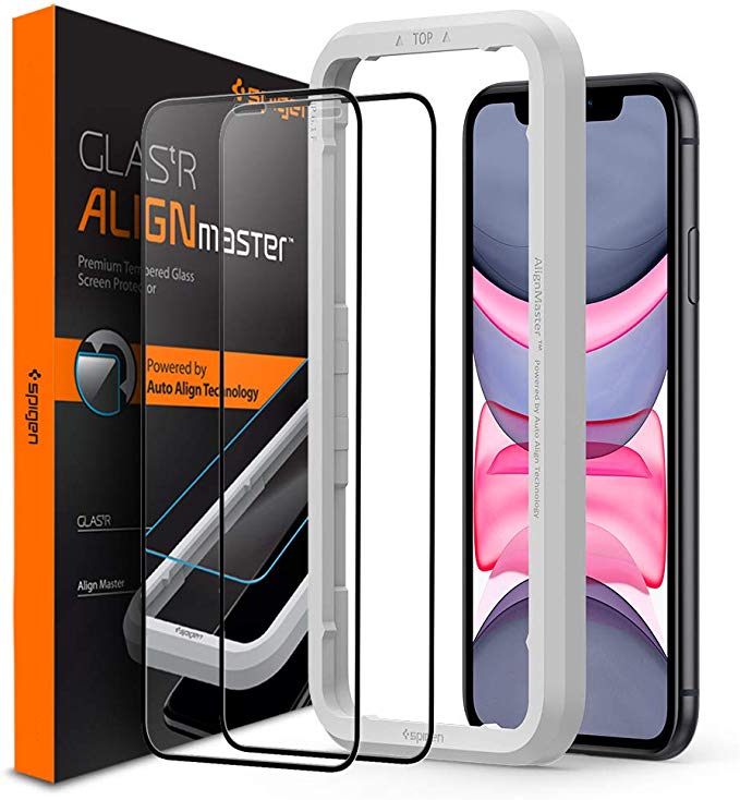 Spigen Tempered Glass Screen Protector [Glas.tR AlignMaster] designed for iPhone 11 (2019) - Edge to Edge Protection