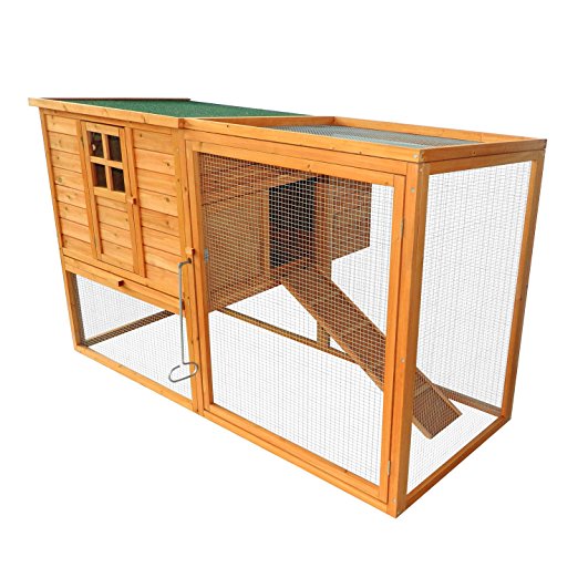PawHut 64” Large Wooden Chicken Coop Kit With Outdoor Run and Nesting Box