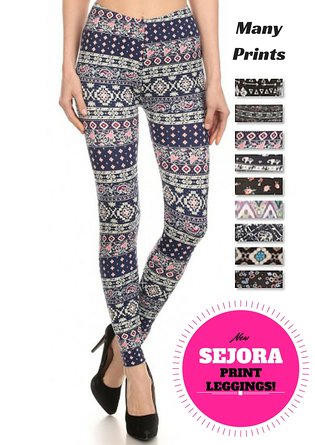 SEJORA Printed Leggings - Full Length Seamless Fashion Patterned - Many Designs