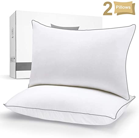 HOKEKI Pillows for Sleeping with Luxury Hotel Collection Quality, Pillows Queen Size Set of 2, Down Alternative Bed Pillow for Back, Stomach, and Side Sleepers, (2-Pack), White