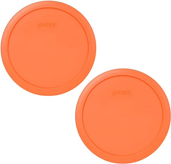 Pyrex 7402-PC 6/7 Cup Orange Round Plastic Food Storage Lid - 2 Pack