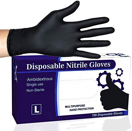 Disposable Gloves II,Nitrile Kitchen Large Black Non Latex Daily Supplies for Food Service/Mechanic/Cleaning/Paint/Tattoo/Cooking/Hair Coloring Durable,Fit by NOSAME