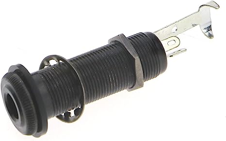 Input Output Stereo Barrel Jack Strap Button Endpin Plug Socket for Bass Electric Guitar Black