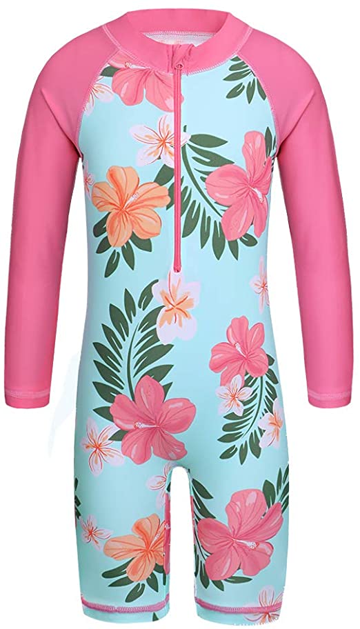 TFJH E Girls Swimsuit 3-10 Years UPF 50  UV One Piece Swimwear with Zipper