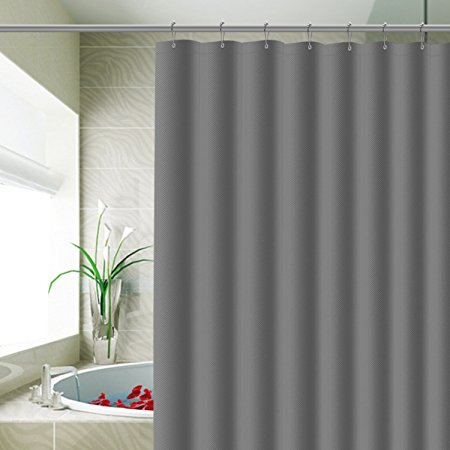 Carttiya EVA Shower Curtain Liner, Waterproof No Chemical Odor Bathroom Curtain with 12 Hooks, Antibacterial Bath Curtain for Dorms, Hotels 72 x 72-Inch -Grey