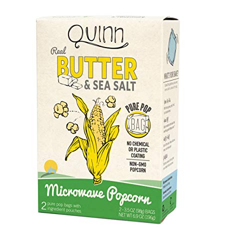 Quinn Snacks Microwave Popcorn - Made with Non-GMO Corn, Real Butter & Sea Salt, 6.9 Ounce
