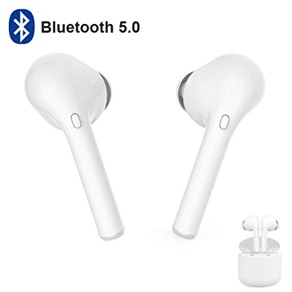 Bluetooth Headphones Wireless In-Ear Earbuds with Portable Charging Box, Super Stereo Bluetooth In-Ear Headphones Compatible with All Smart Devices (White)