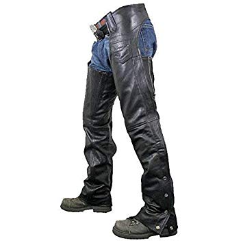 Xelement 7554 Men's Black Advanced Dual Comfort Leather Chaps - Black / 28