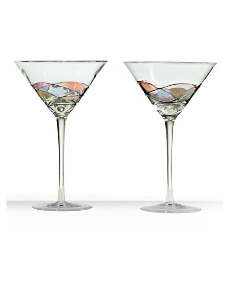 Hand Painted Artisan Martini Glass Set of 2 | Sonoma Valley Inspired Stemware Blends Beauty with Function | Unique and Special Gift Idea | Arrives Beautifully Packaged