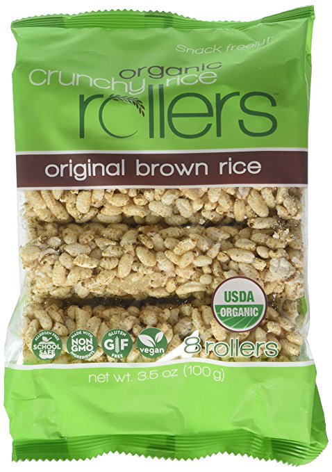 Bamboo Lane Crunchy Rice Rollers - Organic Brown Rice, 3.5oz (4 Packs of 8 Rollers)
