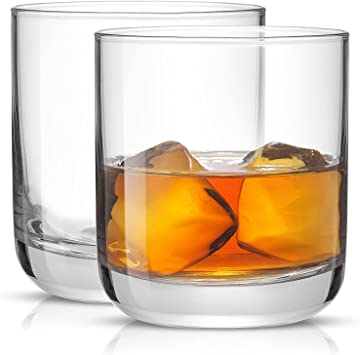 JoyJolt Nova Crystal Old Fashioned Whiskey Glasses, Excellent for Cocktail Bourbon Rocks Tumbler Glass 10 Ounce Bar Glassware Set of 2