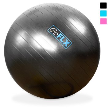 Exercise Ball, GoFLX® 55cm / 65cm / 75cm Yoga Birthing Stability Swiss Ball with Pump - 200kg (440lbs) Weight Capacity