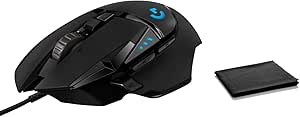 Logitech G502 SE HERO High Performance RGB Wired Gaming Mouse, HERO 16K Sensor, 11 Programmable Buttons, Adjustable Weights, LIGHTSYNC RGB, Onboard Memory, Tilt Wheel, Black, includes Cloth